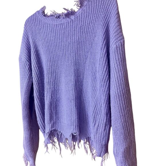 💜 Lavender Distressed Knit Sweater – Size S - Picture 3 of 6